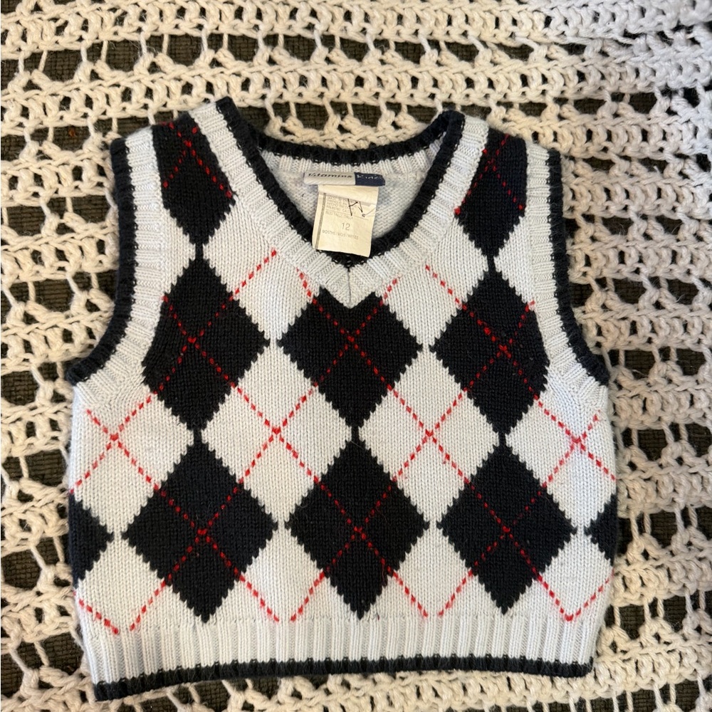 Vitamins Baby Black and White Argyle Sweater Vest